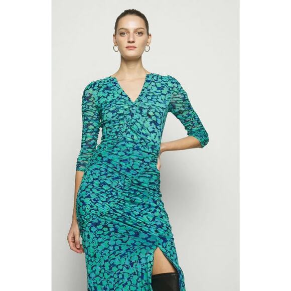 Diane Von Furstenberg NWT Briella Midi Dress Blossom Breeze Multi XL - Picture 2 of 9